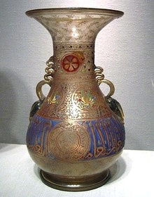 Islamic enamelled glass vase